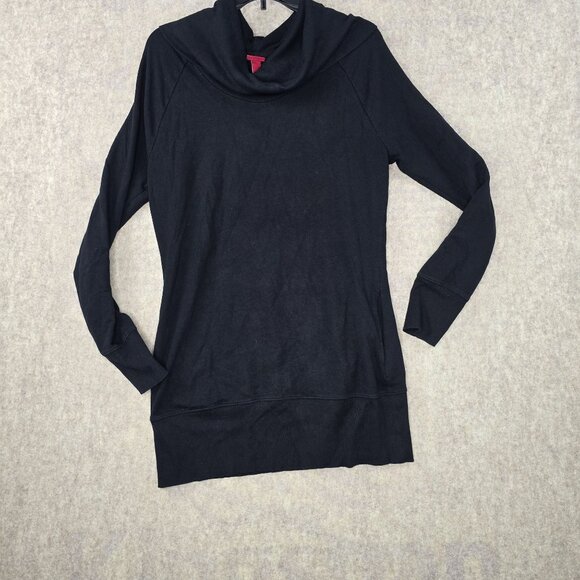 Merona Black Cowl Neck Long Sleeve Tunic Sweater Top M Cotton & Modal Blend - Picture 1 of 7